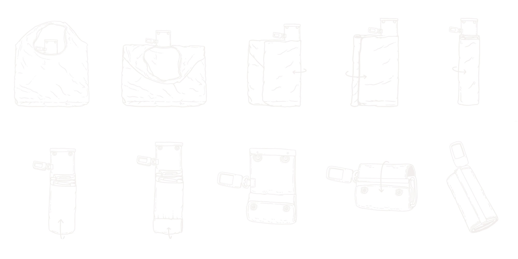 How to fold the Pocket Tote — illustrated steps