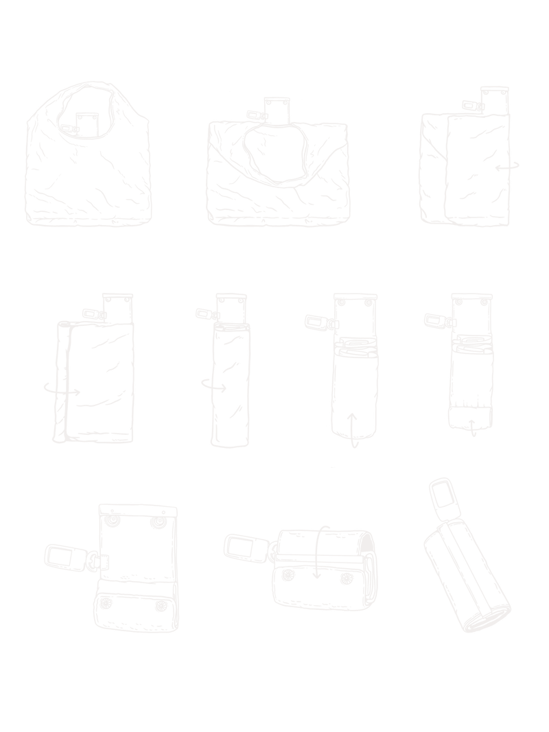 How to fold the Pocket Tote — illustrated steps
